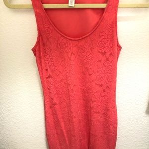 Coral Bodycon Lace Dress